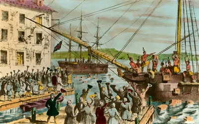 Représentation de la Boston Tea Party : pendant la guerre d
