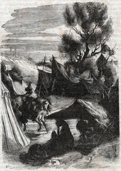 Roland dans le camp sarrasin - gravure de 1851 de « Roland furieux »