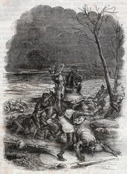 Roland massacre le peuple de Cymosque - gravure de 1851 de « Roland furieux »