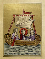 Saint Paul, Saint Sylvain (ou Silas) et Saint Timothée sur un bateau - d
