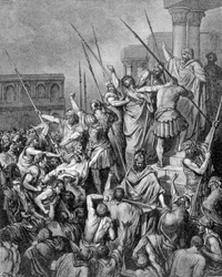 Saint Paul est arrêté à Jérusalem. Gravure du 19ème siècle