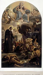 Saint Vincent de Paul aumônier général des pauvres (avec la Vierge et l
