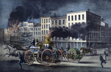 Scène de la vie quotidienne des pompiers américains