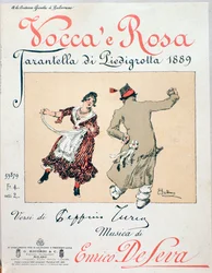 Couverture de la partition de la tarentelle Vocca e Rosa par Enrico de Leva