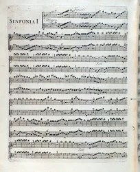 Partition pour la flûte dans la première symphonie de Sei sinfonie a piu strumenti op. 5 par François Joseph Gossec