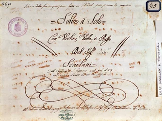 Page de partition musicale pour Salve Regina par Domenico Scarlatti