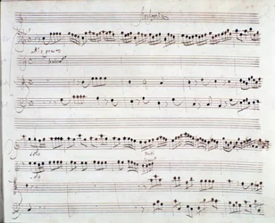 Page de partition pour Le couronnement de Darius par Giuseppe Aldrovandini (1703)