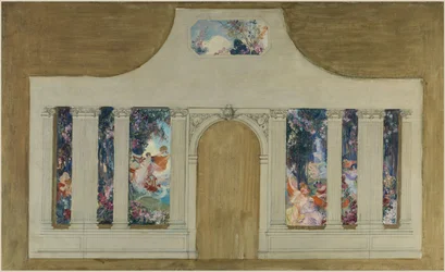 Esquisse pour un ensemble: Farandole de jeunes femmes aux fleurs