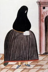 Femme espagnole portant un voile couvrant son visage, de "Trujillo del Peru" ou "Codex Martínez Compañón", par Baltazar Martinez Compañón y Bujanda, évêque de Trujillo (1782-1785)