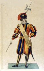 Garde suisse de la Cité du Vatican en petite tenue.