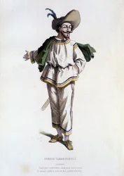 Tabarin, « personnage des Farces Tabariniques » (par Tabarin 1622), dans « Le théâtre français au 16ème et 17ème siècle, antérieur à Molière » par Edouard Fournier