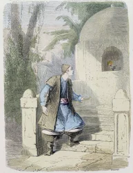 Conte : Aladdin prenant la lampe dans la niche - dans "Les Mille et Une Nuits", éd. Emile Guérin, raconté par Md Boudet, Paris, n.d.