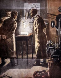 Les rayons Roentgen (Röntgen) ou X. Découverts en 1895. Illustration représentant l