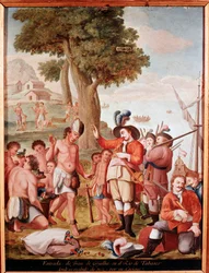 Le conquistador espagnol Juan de Grijalva (1489-1527) débarque à Tabasco, Mexique en 1518