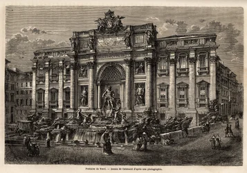 La Fontaine de Trevi à Rome, achevée en 1762, est un exemple de la perpétuation du style baroque au 18e siècle en Italie