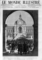 La cour du conservatoire des arts et métiers où se trouvent les statues de Denis Papin (1647-1714), physicien, mathématicien et inventeur et Nicolas Leblanc (1742-1806), chimiste français. Inauguration de la statue de Denis Papin le 16 janvier