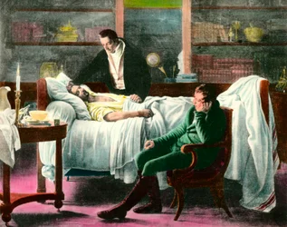 La mort de François Xavier Bichat (1771-1802), médecin français. Illustration du XIXe siècle. Collection privée