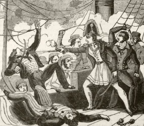 La pirate féminine abordant le navire anglais 