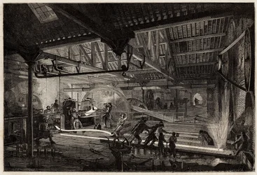 La fabrication des rails dans les anciennes forges du Creusot, les bandes d