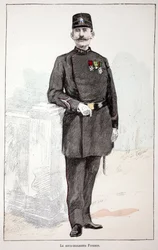 Le sous-brigadier Poisson. Eau-forte en couleurs pour illustrer "Histoire du corps des gardiens de la paix"
