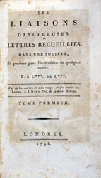 Page de titre du livre « Les Liaisons dangereuses » de Choderlos de Laclos, Londres