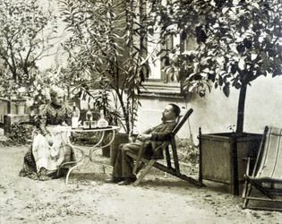 Toulouse Lautrec avec sa mère, au Château de Malromé