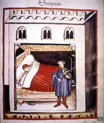 Traité de médecine "Tacuinum sanitatis" du 14ème siècle : le sommeil.
