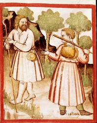 Deux bergers miniatures du codex 212 (ou codex padovano ou Bible de Padoue) 1390-1400 Rovigo, Accademia dei Concordi
