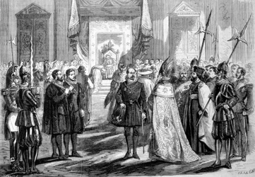 Concile Vatican I : le pape donnant audience aux pères du concile