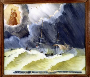 Navire en difficulté - ex-voto de Notre Dame de Laghet
