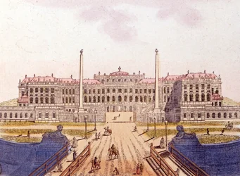 Vue du château de Schönbrunn, ancienne résidence de la famille impériale autrichienne, Vienne, Autriche, gravure de 1820