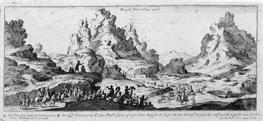 Vue des caravanes dans le désert du Sinaï. Gravure du XVIIIe siècle