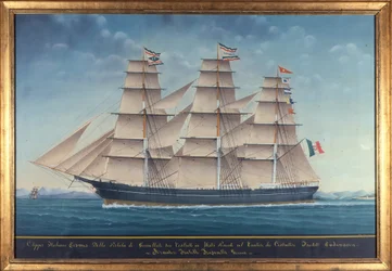 Vue du clipper italien Cosmos. Peinture du 19ème siècle