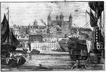 Vue de la Tour de Londres et de la Tamise à la fin du XVIIIe siècle Gravure