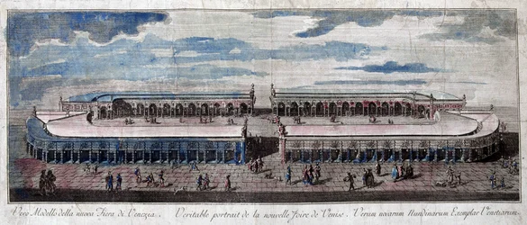 Vue de la foire de Venise, Italie. Gravure du XVIIIe siècle