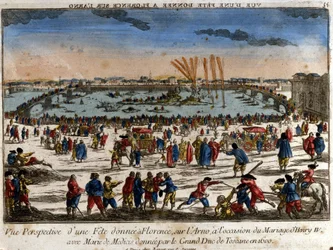 Vue de la fête donnée à Florence sur les rives de l