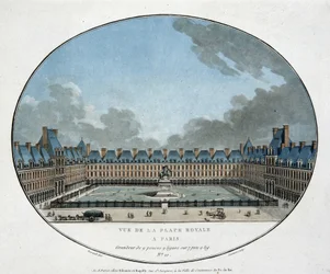 Vue de la Place Royale à Paris (Place des Vosges). sd. gravure du 18ème siècle