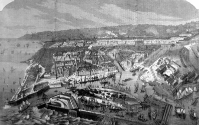 Vue du port du Havre. 1868. Gravure du 19ème siècle.