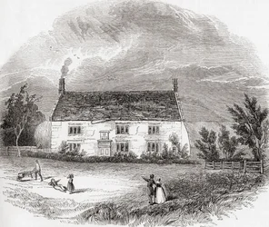 Manoir de Woolsthorpe, Woolsthorpe-by-Colsterworth, Lincolnshire, Angleterre, de Old England: A Pictorial Museum, pub. 1847