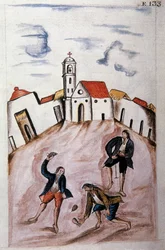 Jeunes Indiens jouant à la toupie, du livre "Trujillo del Perú" ou "Codex Martínez Compañón", par Baltazar Martínez Compañón y Bujanda, évêque de Trujillo (1782-1785)