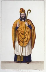 Portrait de Saint Germain, évêque de Paris en 555. Gravure de 1830