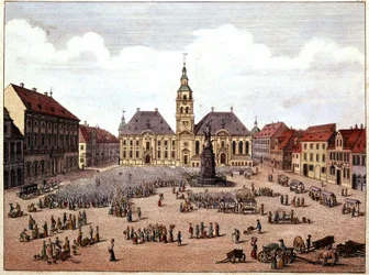 La place publique de la ville de Mannheim (Allemagne).