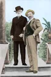 Giuseppe Verdi, compositeur italien, et le ténor Francesco Tamagno à Montecatini à la fin du 19ème siècle