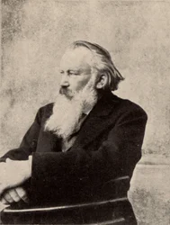 Johannes Brahms (1833-1897) compositeur allemand. Photographie signée prise à Vienne le 6 octobre 1895