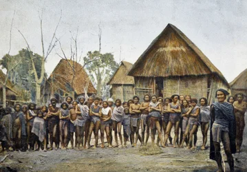 Village Moi et habitants de Kontai, Annam, vers 1895, "Around the World", fin du 19e siècle