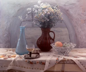 Nature morte sur une table chaleureuse