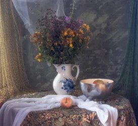 Nature morte florale rustique