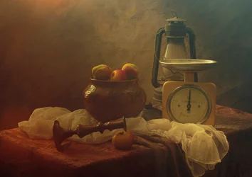 Nature morte dans une cuisine rustique