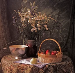 Nature morte rustique aux pommes