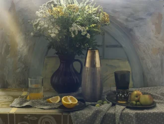 Fleurs sauvages et fruits frais